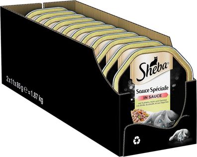 Sheba Sauce Spciale Katzenfutter Truthahn Huhn Gemése Nassfutter 22 x 85 g