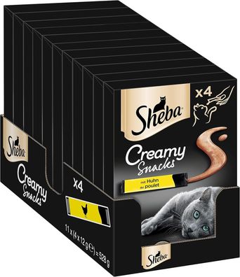 Sheba Katzenfutter Nassfutter Creamy Snacks Leckerli Huhn 11 Packungen 528 g