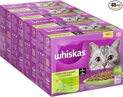 Whiskas Senior 7+ Katzennassfutter Gemischte Auswahl Sauce 48 Beutel 48 x 85g