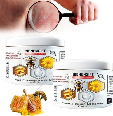 2 Stéck Bienengift Psoriasis Behandlungscreme, Bienengift Creme Psoriasis