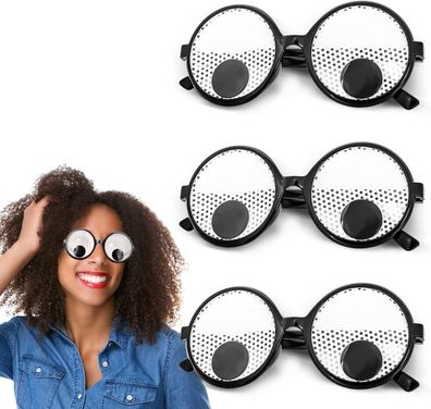 Abeilo 3 Stéck Lustige Brillen Wackelaugen Brille, Schéttelt Augen Party Brille,