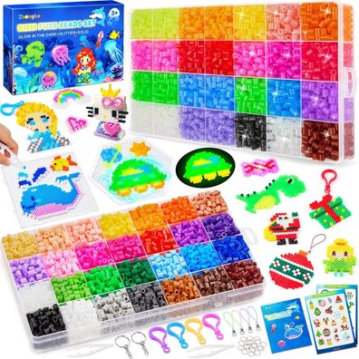Zhongko 48 Farben Bégelperlen Set, Glitzer Bégelperlen, Leuchtend Im Dunkeln Bég