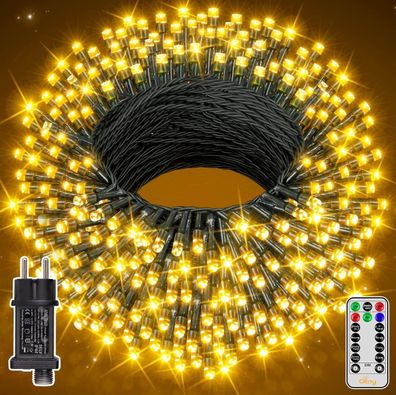 Ollny Lichterkette außen 40M 400 LED Lichterkette Weihnachtsbaum außen innen mit
