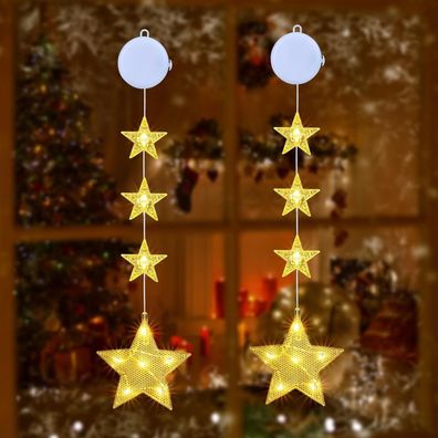 Weihnachtsbeleuchtung Fenster Innen 2 Stéck Stern Beleuchtet Batteriebetriebene