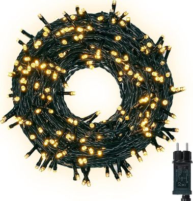 30M Lichterkette Außen & Innen 300LED Lichterkette Strom Warmweiß mit 8 Modi