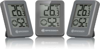 Bresser Thermometer Hygrometer Wandmontage Raumklima-Indikator grau 3er Pack