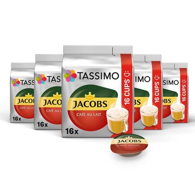 Tassimo Jacobs Café au Lait Kaffeespezialität 80 Kapseln 5 x 184 g 5er Pack