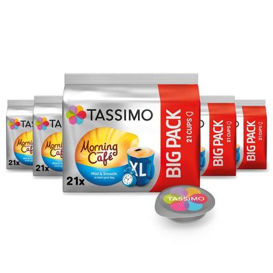 Tassimo Kapseln Morning Café XL Mild & Smooth 105 Kaffeekapseln 5 x 21 Stück