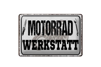 Blechschild Hinweis 12x18 cm Motorrad Werkstatt Werkzeug Deko Schild