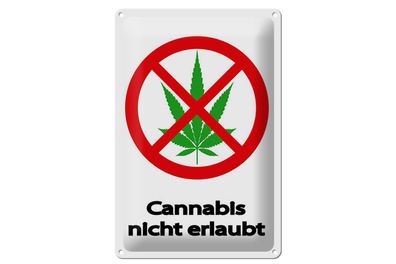 Blechschild Hinweis 12x18 cm Cannabis nicht erlaubt Schild