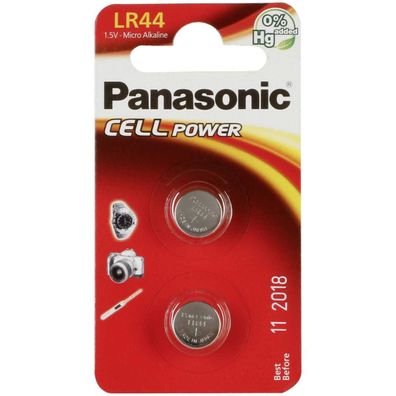 Panasonic LR-44EL/2B - Batterie 2 x LR44 - Alkalisch - 120 mAh
