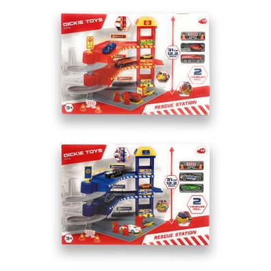 Dickie Toys Rettungsstation Parkgarage Rescue Station SOS Feuerwehr Polizei Auto