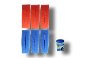 Wartungspaket Ersatzfilterschwamm Set für Oase Biotec 10 / 3x blau + 3x rot + 1x Biok