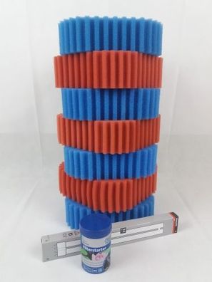 Wartungspaket Filterschwamm Ersatz-Set für Oase FiltoClear 16000 / 4x blau + 3x rot