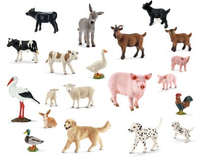 Schleich - Tierfiguren - Bauernhof-Set mit 20 Tieren Spielfiguren Kuh Schaf Hund