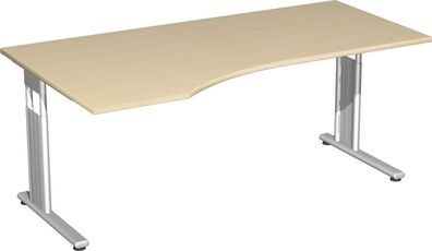 Gera FlexPC-Schreibtisch links höhenverstellbar, 1800x1000x680-820, Ahorn/Silber