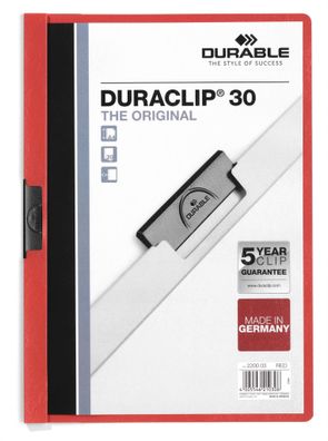 Durable Klemm-Mappe Duraclip 30 A4 rt für 30 Blatt transp Deckblatt