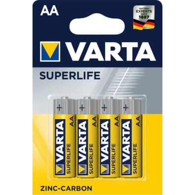 VARTA Batterie Superlife Zink-Karbon AA Mignon R6 1.5V 1Bli=4Stk 2006101414