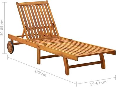 vidaXL Verstellbare Gartenliege Salander Holz Strandliege Akazienholz NEU