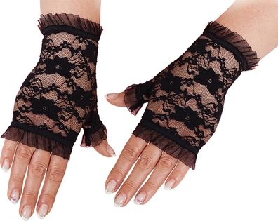 Spitzen Handschuhe fingerlos schwarz