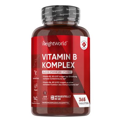 Vitamin B Komplex mit Vitamin C - 365 Tabletten - WeightWorld