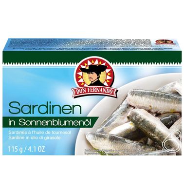 10x Don Fernando Sardinen in Sonnenblumenöl 115g = 1,150kg Zarte Sardinen