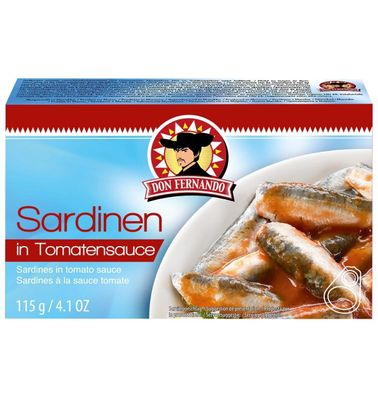 10x Don Fernando Sardinen in Tomatensauce a.115g = 1,15kg Zarte Sardinen-Filets