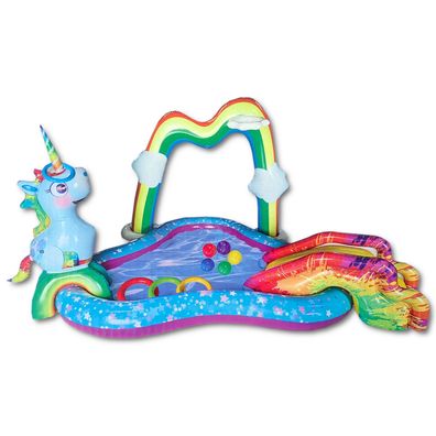 Happy People Playcenter Einhorn Rutsche 254x198x145cm inkl Bälle Ringe Pool