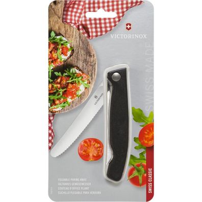 Victorinox Swiss Classic Faltbares Gemüsemesser Wellens. schw. Blister