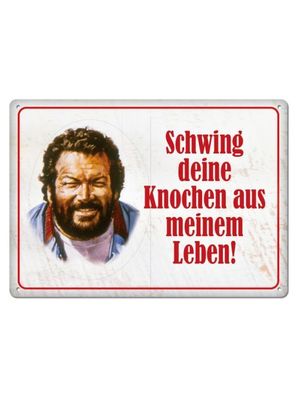 Bud Spencer, Schwing Deine Knochen, Blechpostkarte 10,5 x 14,8 cm, 302/C007