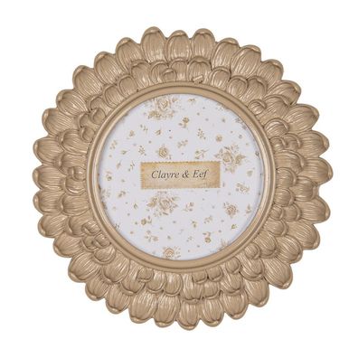 Clayre & Eef Bilderrahmen Ø 10 cm Beige Kunststoff Rund (Gr. Ø 17x3 cm / Ø 10 cm)