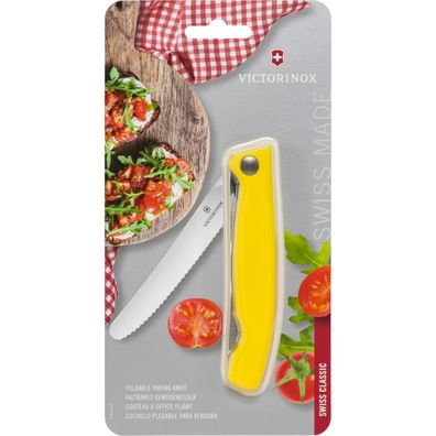 Victorinox Swiss Classic Faltbares Gemüsemesser Wellensc. gelb Blister