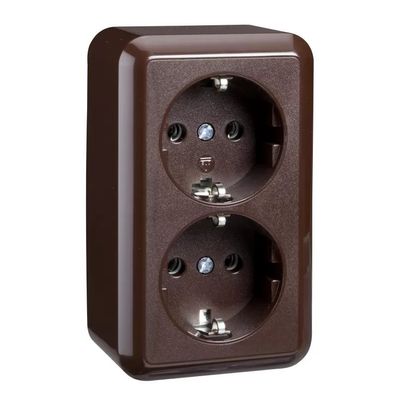 Elso Steckdose 2-fach 16A Contura Schraubklemme braun 395402