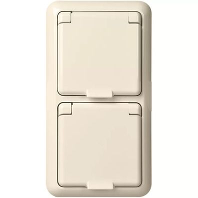 Elso Steckdose 2-fach komplett 16A Fashion IP44 Steckklemme reinweiß 225414