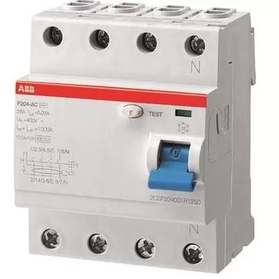 ABB F204A-40/0,03 FI-Schutzschalter 4P, yp A,40A,30mA 2CSF204101R1400