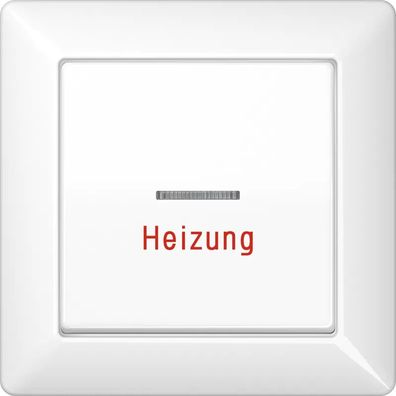 Jung Wippe 1fach mit Lichtleiter, Heizung, mit Rahmen, Duroplast, Serie AS, alpinweiß