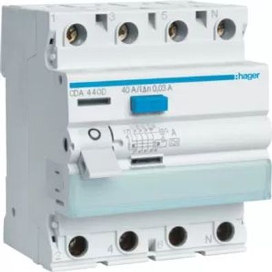 Hager FI-Schalter 4P 6kA 40A 30mA Typ A CDA440D