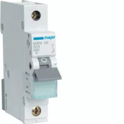 Hager LS-Schalter 1 polig 6kA B-6A 1M MBN106