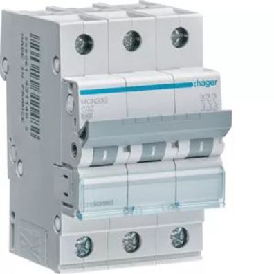 Hager LS-Schalter 3 polig 6kA C-32A 3M MCN332
