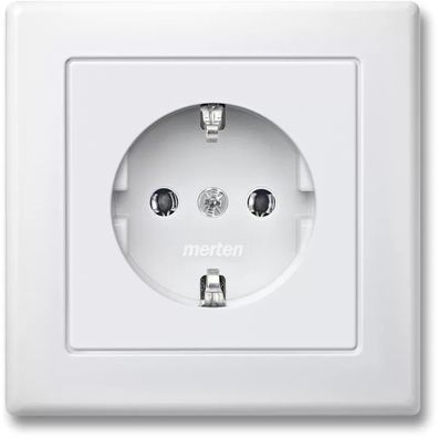 Merten SCHUKO-Steckdose mit voller Abdeckplatte, Steckklemmen, polarweiß, M-SMART MEG