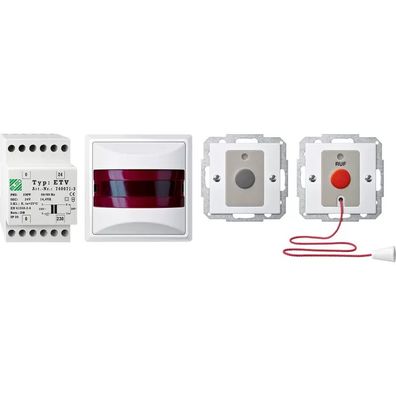 Merten Behinderten-WC-Set mit Netzteil für DIN-Schienen Montage, polarweiß glänzend,