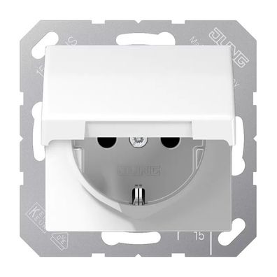 Jung SCHUKO Steckdose, 16 A 250 V , Klappdeckel, Duroplast, Serie AS, alpinweiß AS15
