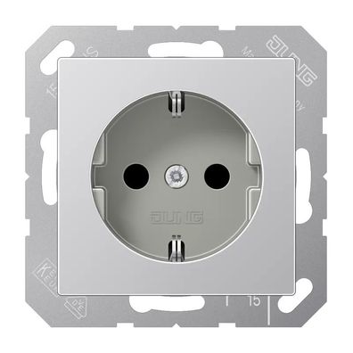 Jung SCHUKO Steckdose, 16 A 250 V , Duroplast lackiert, Serie A, aluminium A1520AL