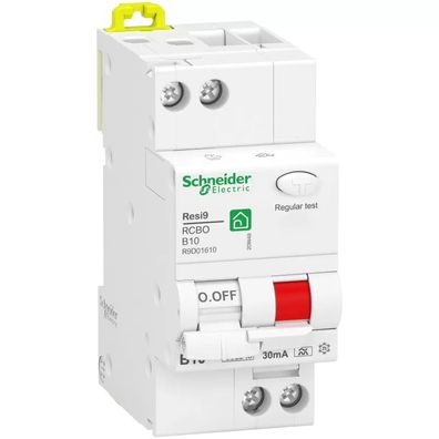 Schneider Electric FI/LS-Schalter Resi9 1P+N, 10A, B-Char., 30mA, Typ A, 6kA R9D01610