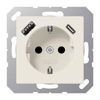 Jung SCHUKO Steckdose 16 A 250 V , mit USB-Ladegerät 1 x Typ A + 1 x Typ C, integrie