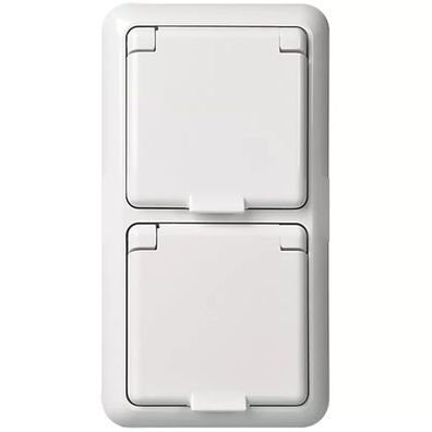 Elso Steckdose 2-fach komplett 16A Fashion IP44 Schraubklemme reinweiß 235414