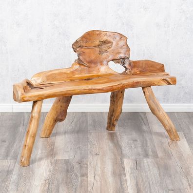 Teak Bank Primitiv ca.130cm Natural Holzbank Teakbank Gartenbank Garten Terrasse