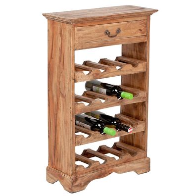Weinregal TINI H85cm Rustic-Grey Mahagoni Flaschenregal Massivholz 16 Flaschen