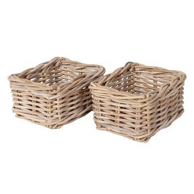 2-tlg. Aufbewahrungskorb-Set VERONA-2 ca. L24cm Rattankorb Regalkorb Schrankkorb