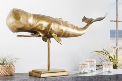 Deko-Figur Wal 70cm MOBBY gold Aluminium Maritim Skulptur Dekoration